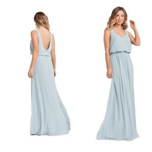 NWOT Show me your Mumu size M Kendell full length dress v neck low back blue